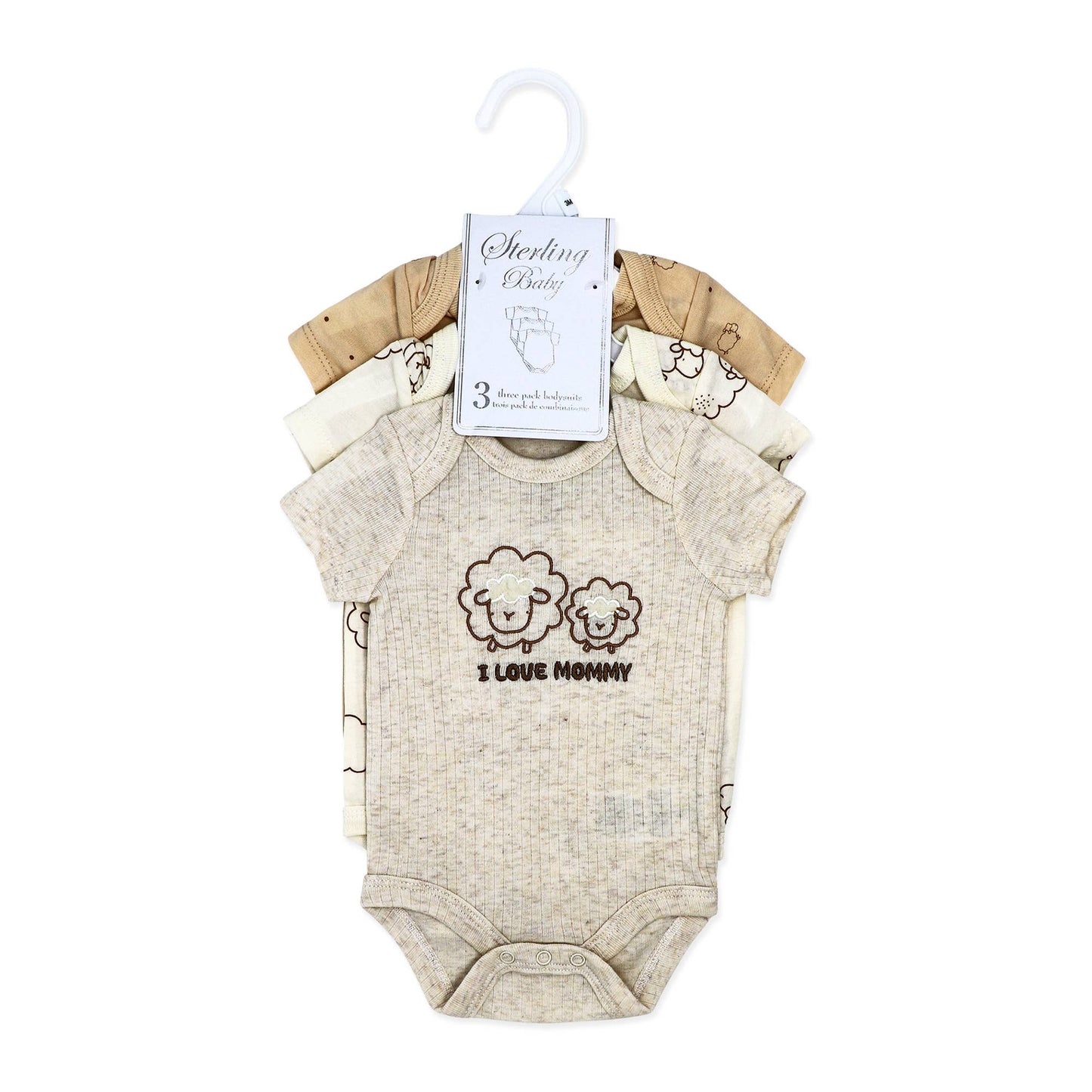 Neutral 3-Pack Bodysuit: Sheep